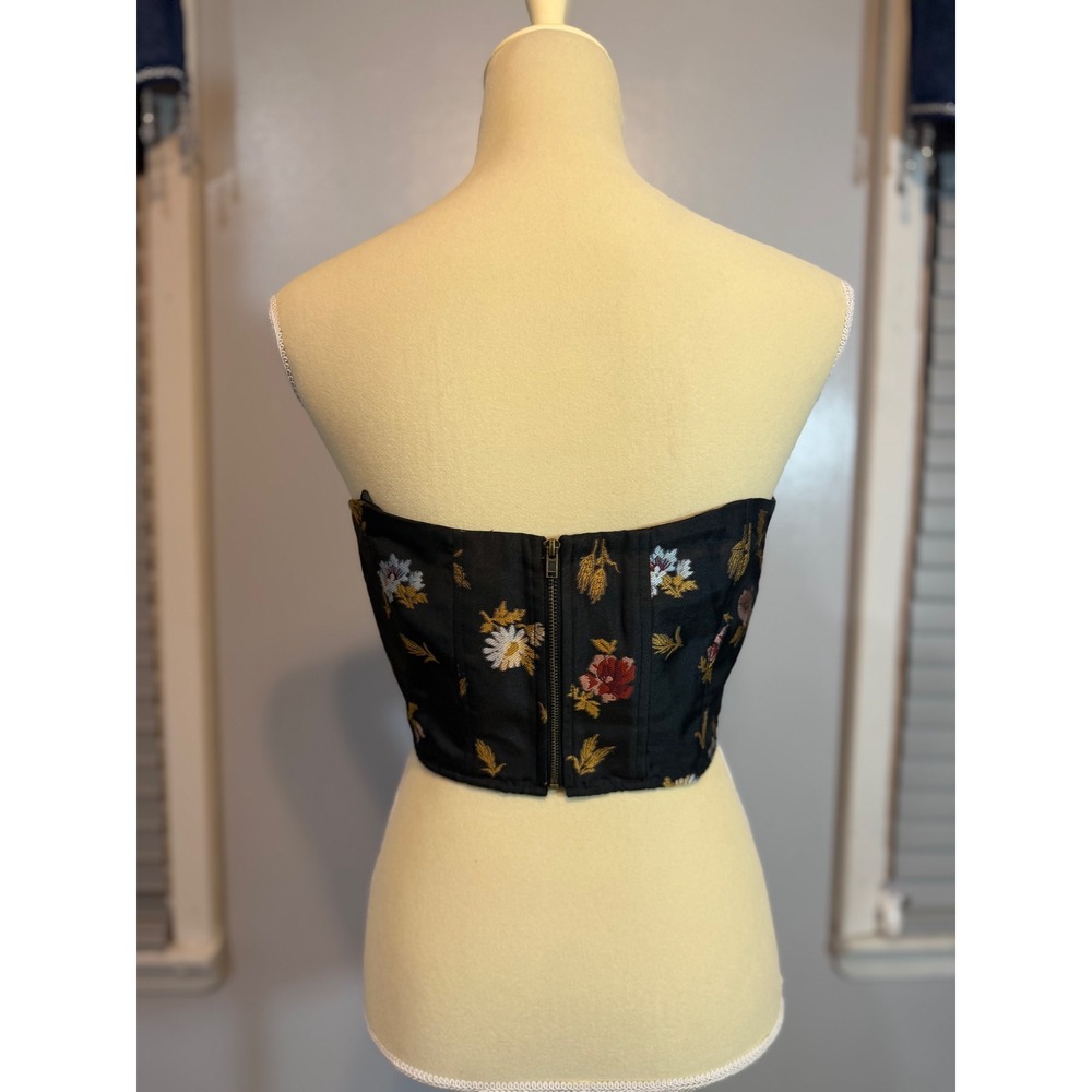 anthro floral corset top strapless bustier coquette vintage inspired Sz 6 - Picture 4 of 9